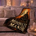 thumbnail image 6 of Moonlit Manor with Crow and Bats, Spooky Vintage Gothic Style for Halloween Lovers, Cozy Orange Moon Scene, Flannel Blanket for Bedroom and Family Room, Halloween Gift and Dark Home Decor, 6 of 9