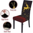 thumbnail image 3 of Set of 4 Christmas Dining Chair Cover Deer Print Stretch Parsons Chair Slipcover Kitchen Chair Covers Removable Washable Chair Seat Protector for Xmas Party Hotel (Black, 4PCS), 3 of 6