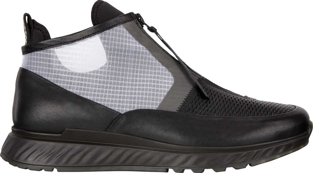 Men's ECCO ST.1 Mid Cut Zip High Top Sneaker Black/Titanium Full 