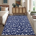 thumbnail image 2 of Garvee 10'x13' Modern Floral Pattern Area Rug, Machine Washble Rug Low Pile Floor Soft Carpet Non-Slip Stain Resistant Rug for Living RooM Bedroom Home Decor, Navy Blue, 2 of 8