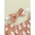 thumbnail image 6 of Newborn Girl Outfit, 6 12 18 24M Short Sleeve Pleated Flower Print Bodysuit with Headband Summer Clothes, 6 of 10
