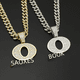 thumbnail image 4 of Collar con colgante de letra Oblock de estilo hip hop de moda con incrustaciones de aleación, estilo punk rap, collar genial con borde cruzado, 4 of 4