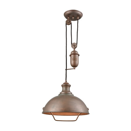 Atlas Lighting and Home 1-Light Hanging Pendant Ceiling Light Fixture - 14" Tarnished Brass