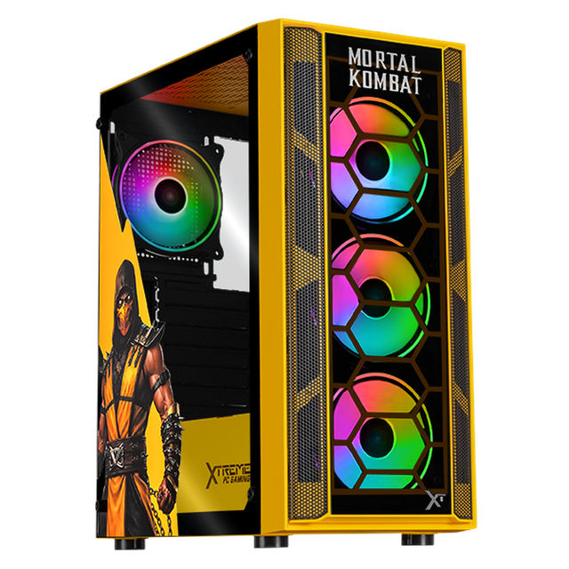 Gabinete XTREME PC GAMING Mortal Kombat Edition Media Torre 4 Fan ARGB Amarillo CXTMOKRYE