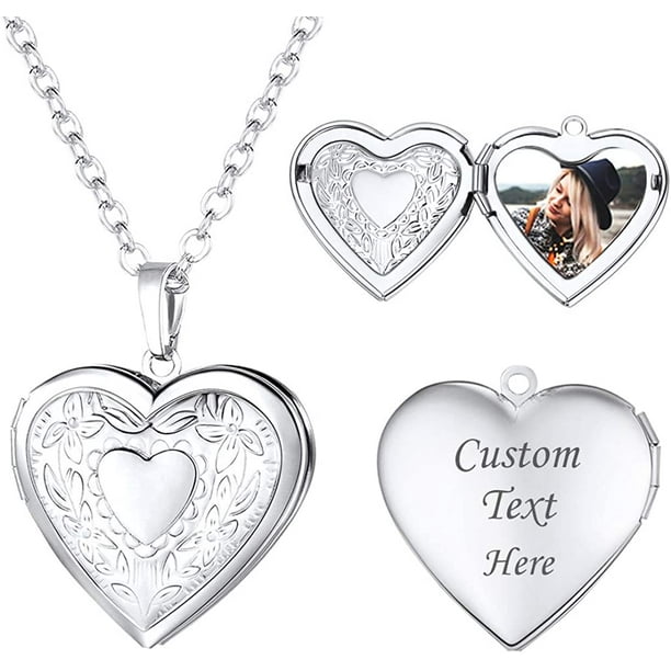 Women Girls Locket Necklace Platinum 18K Gold Photo Lockets that Hold
