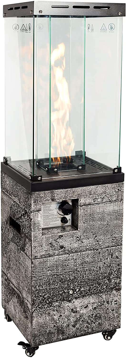 UIXE Outdoor Patio Heater, Propane Gas Fire Pit, 56" Tall Standing Faux