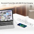 thumbnail image 3 of Recessed 3-Outlet PD20w Surge Protector Power Socket with 1 PD20W + 1 QC3.0 Ports, 6Ft, 3 of 6