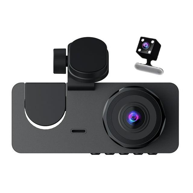 3 Channel Dash Camera Front Rear And Inside Recorder 6.1X4.33X2.95 Inch With 1080P Hd Night Vision Loop Recording G Sensor For Car