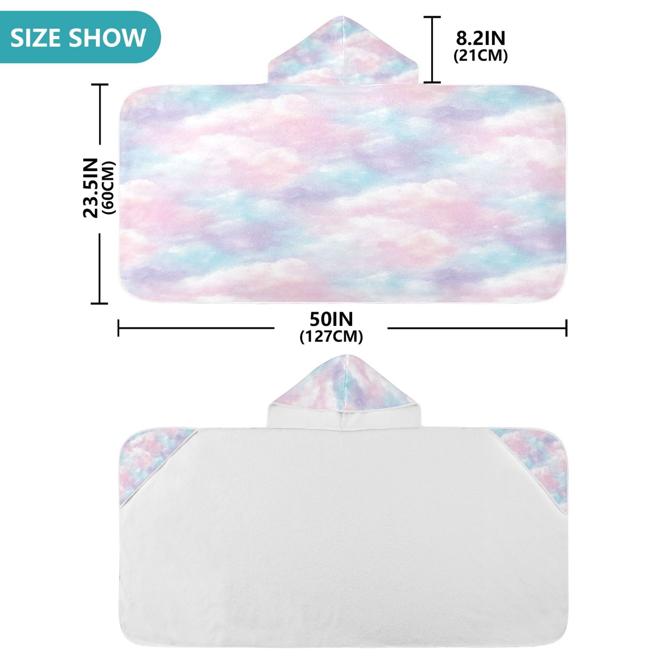 Pastel Clouds 50x23.5" Baby Hooded Bath Towel Poncho, Quick-Dry and Triangle Pocket, Kids' Essential