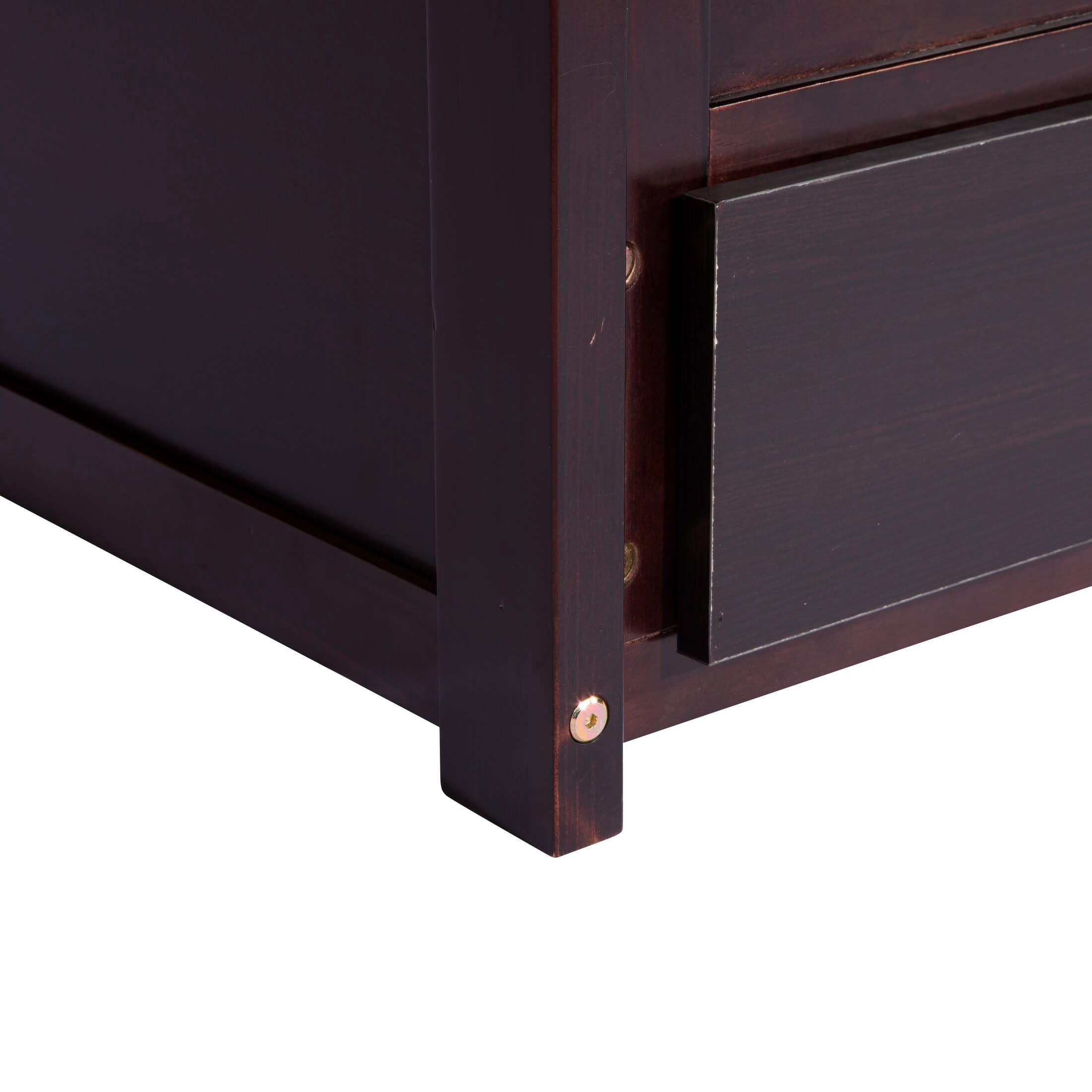 Noble House Nestin Twin Bed Frame with Trundle and Three Storage Drawers, Solid Pine Wood Frame, Espresso