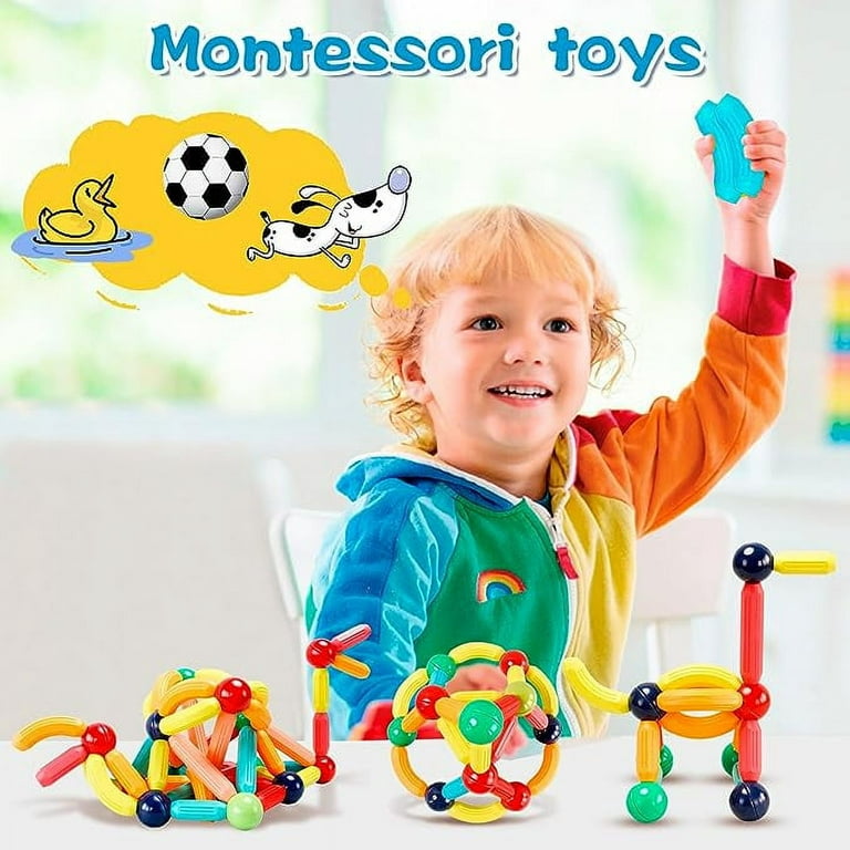Magnetic Building Blocks Toys for Kids Ages 4-8-12 with Ball Track Educational Stem Toys Gifts for 5-7 6 8 10 Year Old Boys Girls 3D Developmental