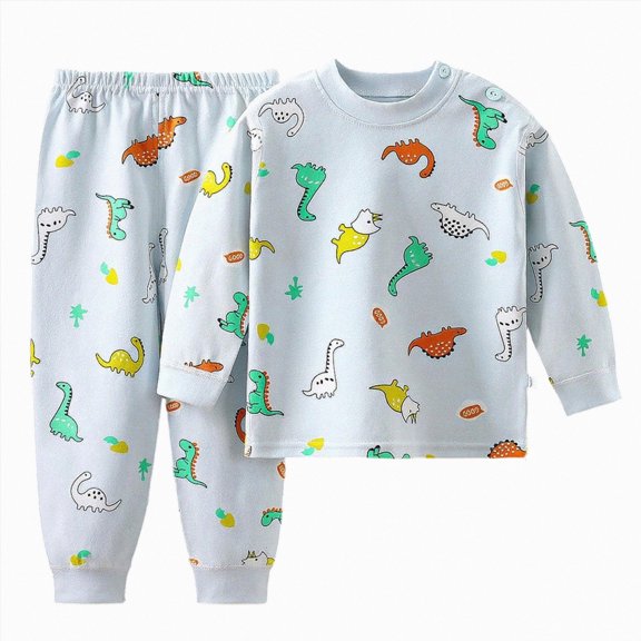 Ulanda Toddler Baby Boy Fall Winter Clothes Long Sleeve Sweatshirt Pullover Tops Pants Outfit Set (Light Blue, 5-6 Years)