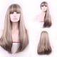 thumbnail image 4 of Vogacara Pelucas sintéticas para mujeres y niñas con flequillo, mezcla de colores rubios, peluca de pelo largo y recto, fibra resistente al Cuidado del cabello, 4 of 5