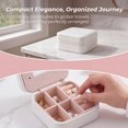 thumbnail image 5 of Travel Jewelry Box with Mirror Small Portable PU Leather Organizer Gifts Beige, 5 of 5