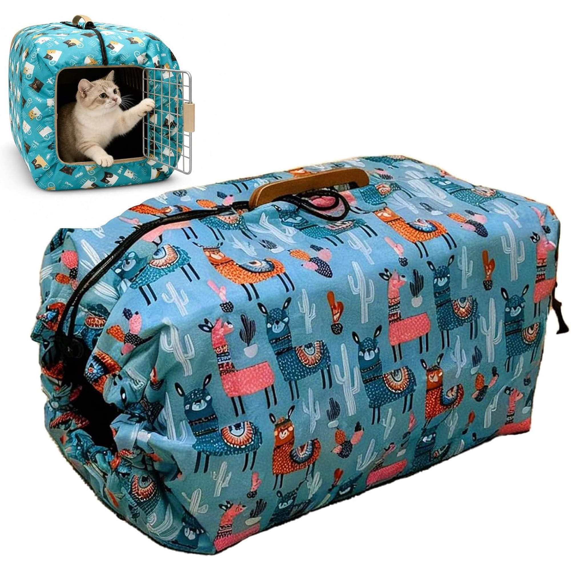 Pet Crate Cover - Windproof Oxford Cloth Protector Windproof Cotton Layer Warming Protection Waterproof Winter Design Puppy Kitten Pets Home for Travel Camping (C# S)