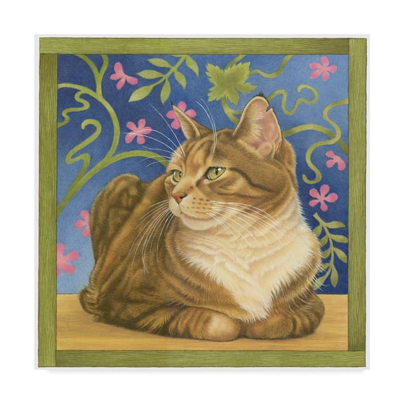 Trademark Fine Art 'Cat Over Pink Flowers' Canvas Art by Francien Van Westering