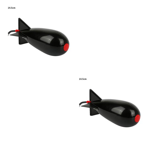 Eigraketly Alimentador de cohetes de pesca de 2 tamaños, cebo de carpa, bomba de Spod, señuelo flotante, soporte de cebo, comederos de cohetes de pellets, Negro 14.5 cm 2piezas Eigraketly CBP100914