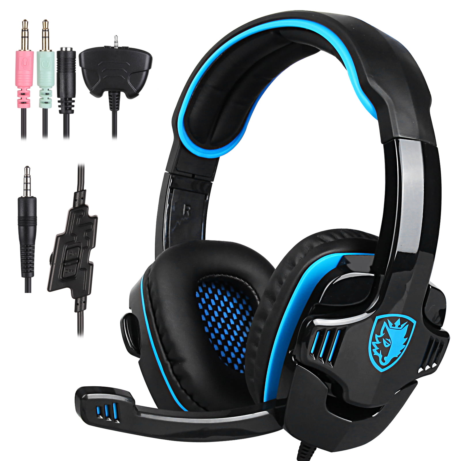 Xbox Gaming Headset Wireless With Microphone and LED Light for Laptop Blue New