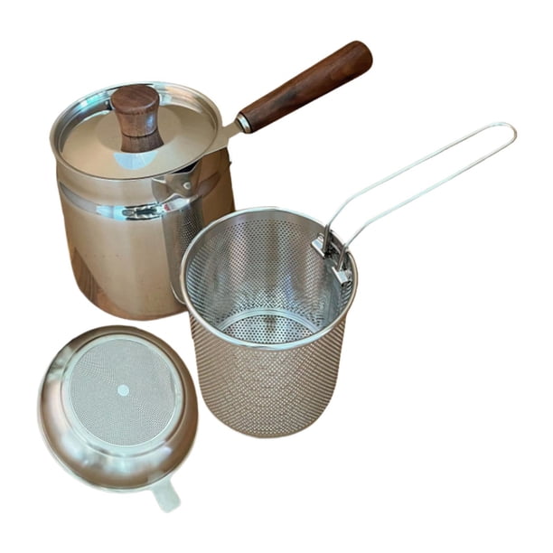 Colador de aceite Olla Recipiente para aceite de cocina Recipiente para grasa Aceite de cocina para con cesta de filtro