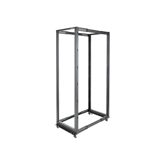 StarTech.com 42U 19" Open Frame Server Rack, 4 Post Adjustable Depth 23-41" Mobile, Free Standing Rolling Network/Computer Equipment Data Rack, Dell PowerEdge, HP ProLiant ThinkServer - Adjustable Server Rack (4POSTRACK42) - Rack - black - 42U - for P/N: CABSCREWM5B, CABSCREWSM5, CABSCREWSM5B, CABSCREWSM62, CABSCREWSM6B, CABSCRWS1224