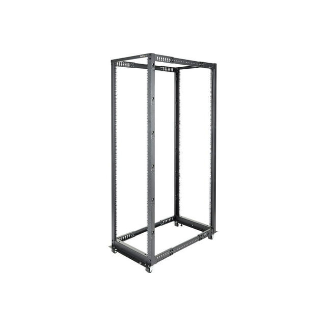 StarTech.com 42U Étagère Serveur à Cadre Ouvert 19 Pouces, Profondeur Réglable à 4 Postes 23-41 Pouces Mobile, Autoportante sur Roulettes pour Réseau/équipement Informatique, Dell Powerge, HP ProLiant ThinkServer - Étagère Serveur Réglable (4POSTRACK42) - Étagère - Noir - 42U - pour P/N : CABSCREWM5B, CABSCREWSM5, CABSCREWSM5B, CABSCREWSM62, CABSCRWS1224