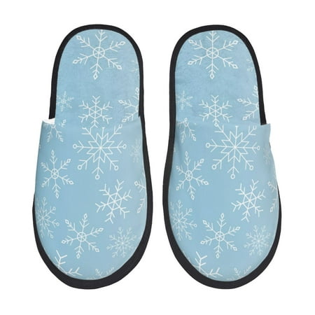 Balery Snowflake Snowing Slient Indoor Furry Fleece Comfort House Shoes Soft Non-Slip Home Shoes Cotton slippers House Slippers-- Medium