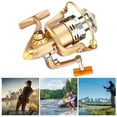 thumbnail image 5 of Carrete de pesca giratorio con señuelo para peces, accesorio vivo de 14 ejes con mango de metal dorado(3000#), 5 of 5