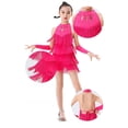 thumbnail image 2 of WEAIXIMIUNG Christmas Girls Performance Latin Dance Jumpsuit Training Fringe Skirt Competition 140, 2 of 4