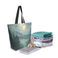 thumbnail image 2 of FORMRS Womens Canvas Tote Bag with Zipper Inner Pocket Shoulder Handbag, Forest House, 2 of 7