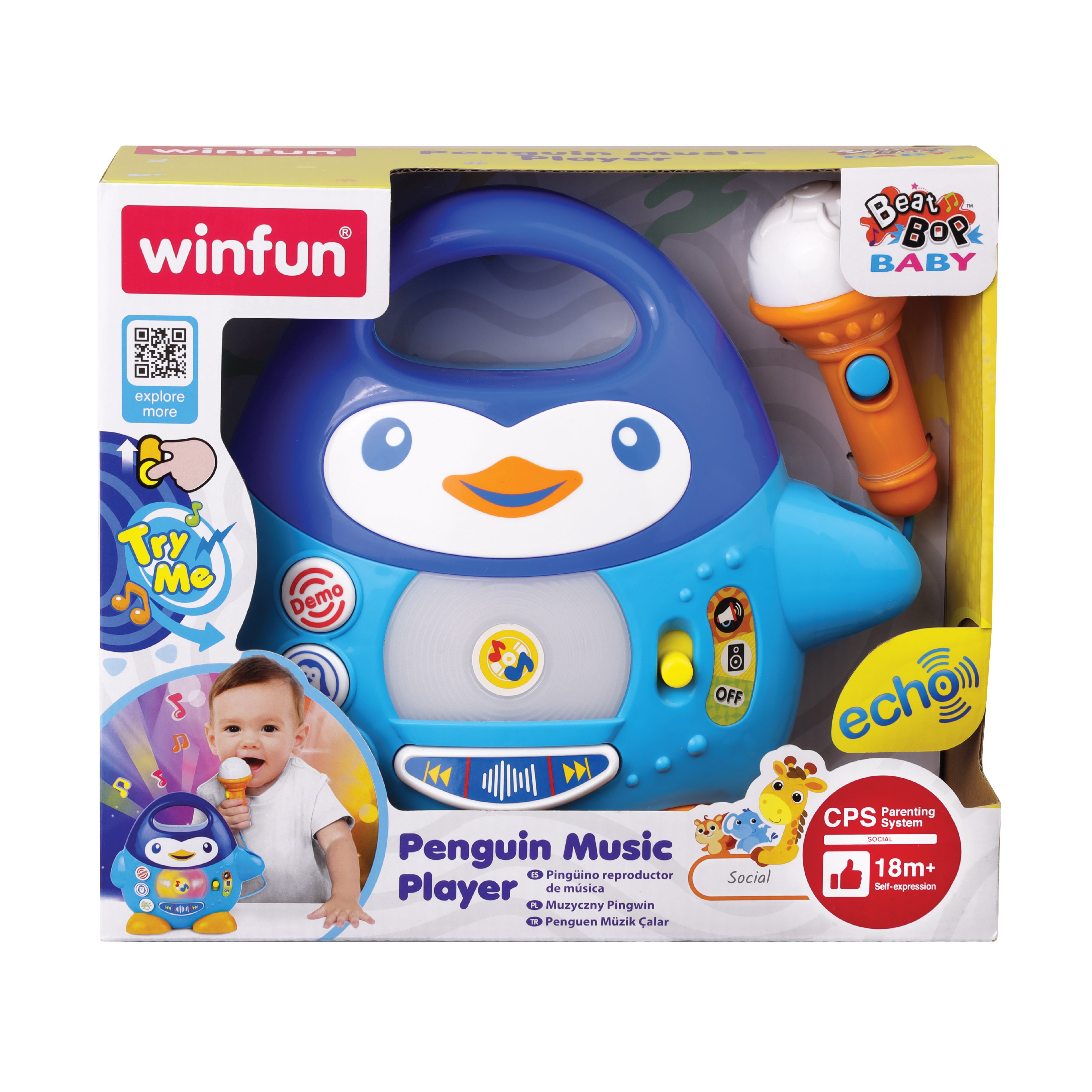 Winfun Penguin Music Player with Microphone for Toddlers Ages 18 Months and up