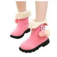thumbnail image 3 of Generic Shoes Boys Children Kids Baby Girls Winter Warm Solid Hairball Snow Short Boots Shoes for Classic Versatile Non Slip Comfortable Shoe(5.5-6Years,Pink), 3 of 9