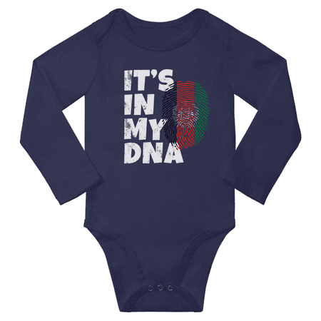 

It s In My Afghan DNA Baby Long Sleeve Romper Bodysuit (Navy 18 Months)