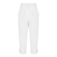 thumbnail image 3 of Fnooota Womens Capri Pants with Pockets, Summer Solid Color Casual Work Womens Capris White Size 2XL, 3 of 6