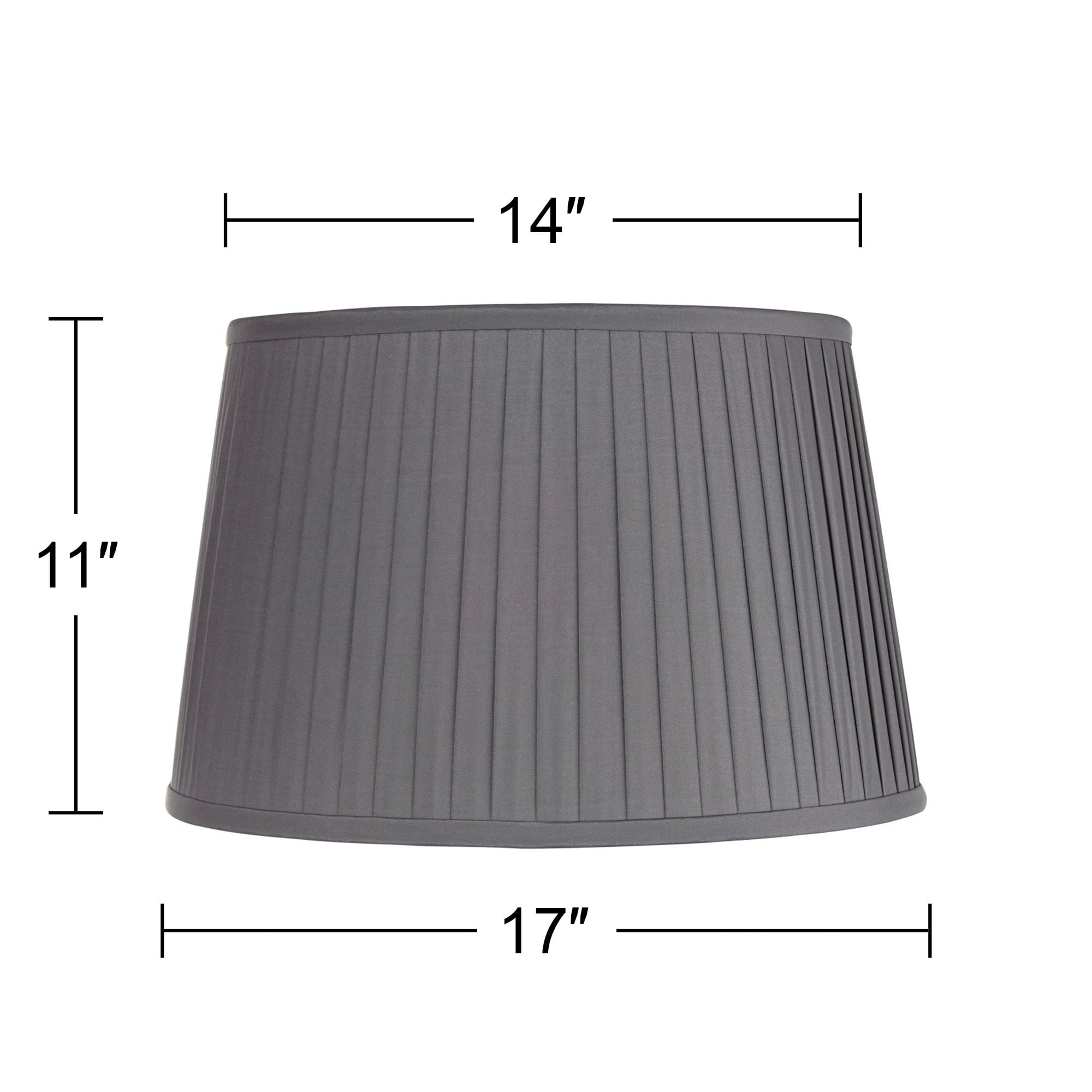 Springcrest 14" Top x 17" Bottom x 11" High x 11" Slant Lamp Shade Replacement Large Slate Gray Empire Pleated Spider Harp Finial