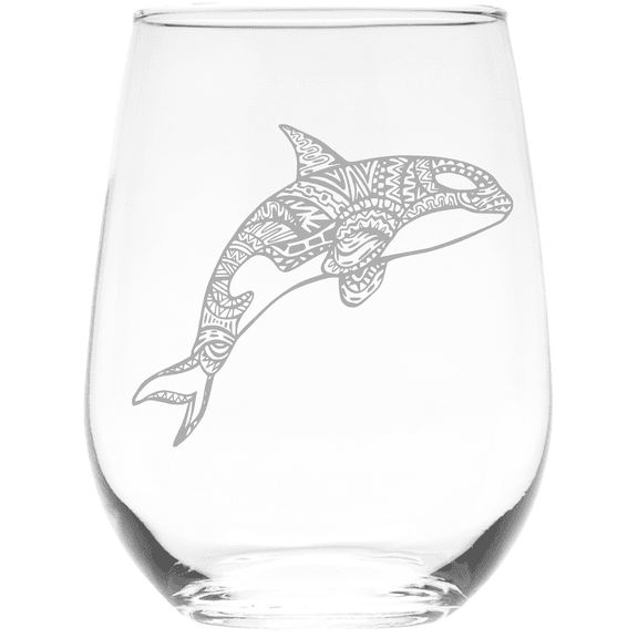C&M Personal Gifts Orca Whale 17 oz. Stemless Wine Glass