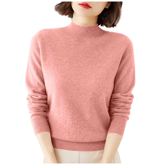 Dreluolixuan Sweaters for Evening Wear High Neck Warm Pullover Stretch Solid Coat Office Cozy Versatile Tops