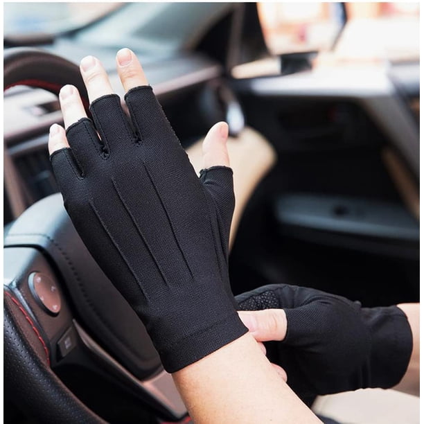 Negro XL Guantes de conducción sin dedos para hombre Guantes antideslizantes con protector solar Guantes de ciclismo Guantes de mujer Guantes de malla transpirable Guantes deportivos Gimnasio Correr T
