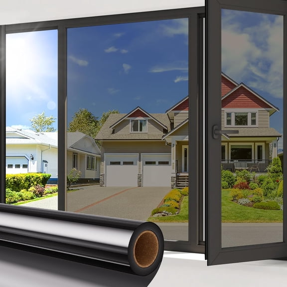 One-Way Privacy Window Film, Static Cling Sun Blocking & Anti-UV Reflective Window Tint , Daytime Privacy for Home & Office , Heat Control, 23.6" x 6.5ft