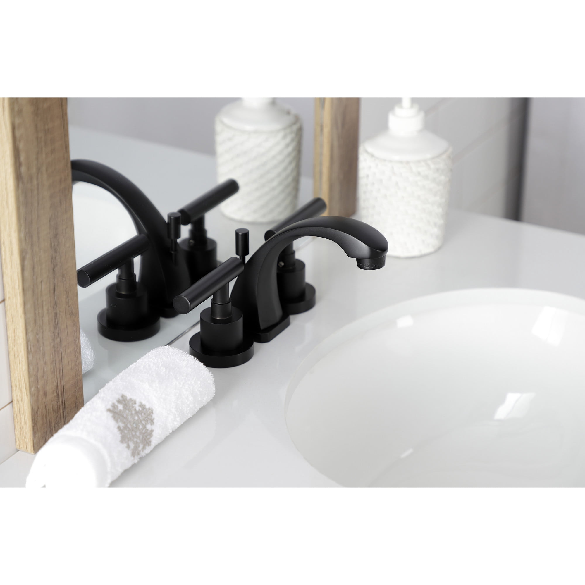 Kingston Brass KS4940CML Manhattan Widespread Bathroom Faucet with Brass Pop-Up, Matte Black