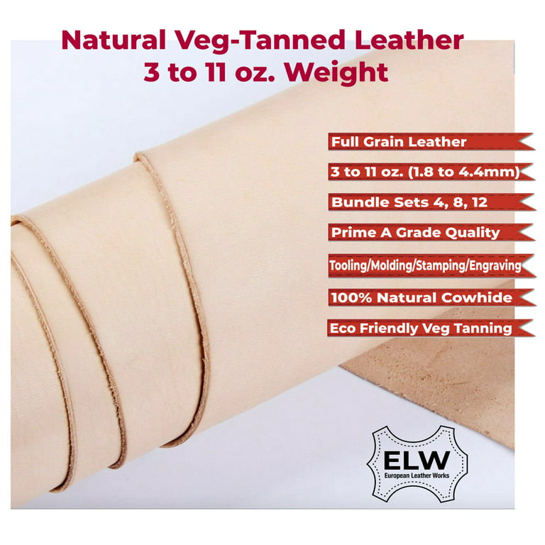 ELW 4-6 oz. 1.8-2.4mm Thickness, 1 LB Vegetable Tanned Leather