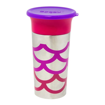 Sassy Stainless Steel 360? Grow Up Cup? Spoutless Sippy with travel lid, pink, 9