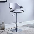thumbnail image 1 of Chintaly Imports Tabouret de Hauteur Réglable Contemporain à Dos Incurvé - ChromeOak - Blanc PU, 1 of 3