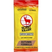 Wildlife Research Center, Scent Killer Autumn Formula Dryer Sheets, 12 Sheets for Hunting