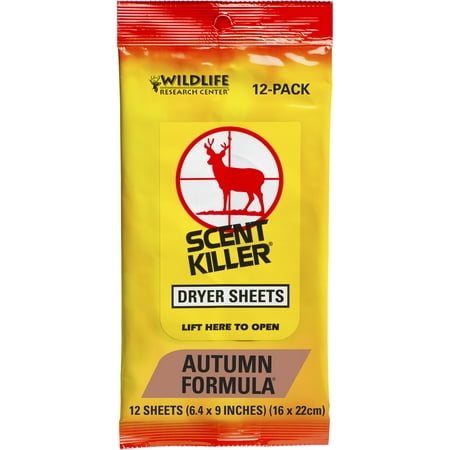 Wildlife Research Center Scent Killer Autumn Formula Dryer Sheets 12 Sheets for Hunting