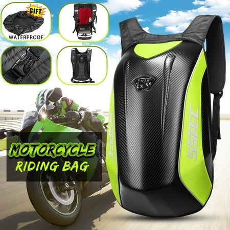Carbon Fiber Nylon Motorcycle Backpack Motocross Riding Racing Storage Bag High-capacity Waterproof W/High-gloss Light