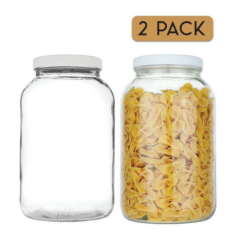 kitchentoolz 1 Gallon Glass Jar with Lid Wide Mouth Large 1 Gallon, White