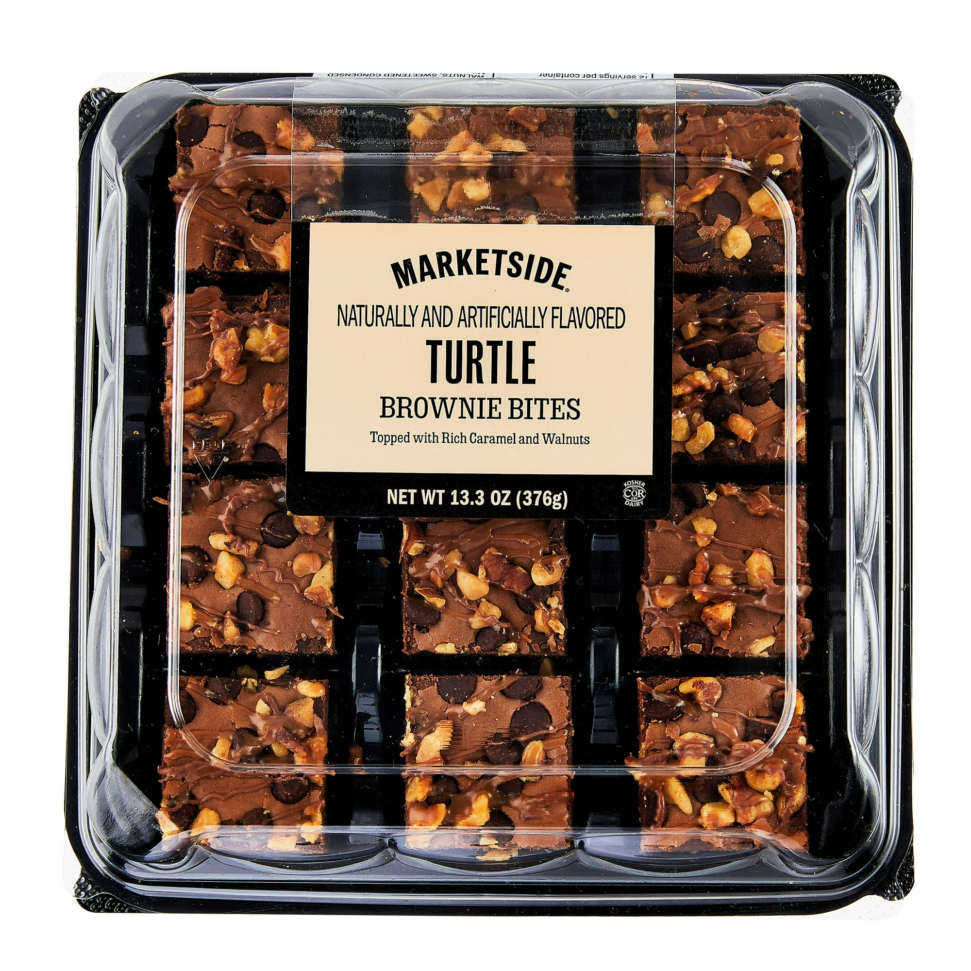 Marketside Bite Sized Turtle Chocolate Brownies, 13.3 oz, 12 Count (Shelf-Stable)