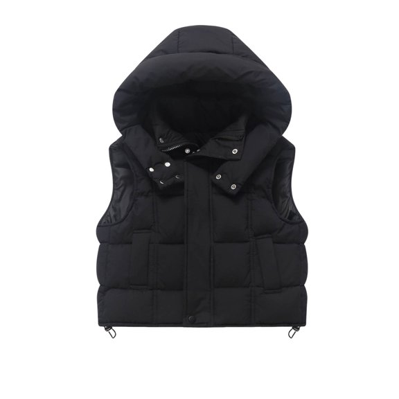 SuTry Girls Solid Color Sleeveless Vest Down Jacket Fall Winter Warm Lined Casual Vest Cozy Outerwear for Kids 5-13 Years(Black,12-13 Years)
