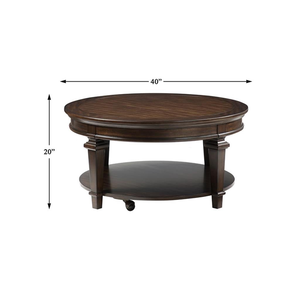Maklaine 40" Round Traditional Wooden Coffee Table in Espresso