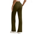 thumbnail image 4 of Women's High Waist Yoga Pants with Pockets, Stretch Athletic Workout Pants, Slim Fit Casual Flare Leggings for Running Fitness Travel Everyday Wear Army Green M, 4 of 8